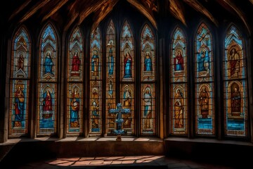 Fototapeta na wymiar stained glass window in church.