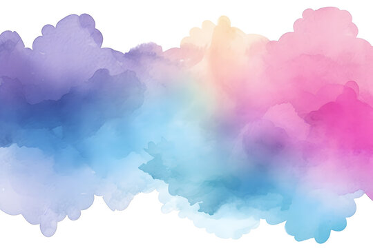 watercolor color full background. watercolor background with clouds. rainbow color