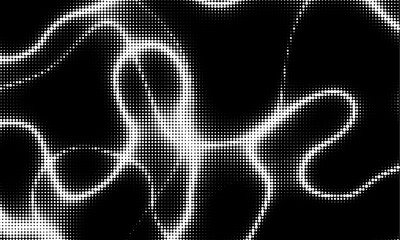 Monochrome gradient halftone dots background. Vector illustration. Abstract grunge dots on black background