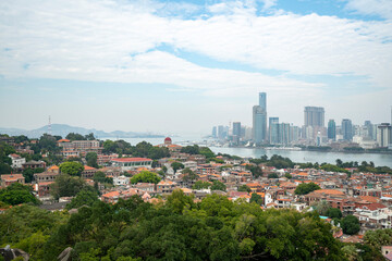 Panoramic Architecture and Urban Scenery of Gulangyu Island in Xiamen City, China