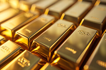 Stack of gold bars. Financial and investment concept background.