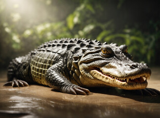 Fototapeta premium Alligator Amidst Verdant Wilds
