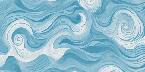 Sea water ocean wave vector background. Blue water ocean sea wave seamless background.