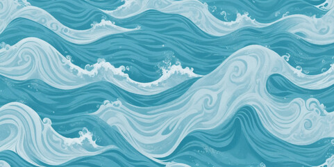 Fototapeta na wymiar Sea water ocean wave vector background. Blue water ocean sea wave seamless background.