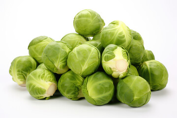 Brussels sprouts vegetable, white isolated background