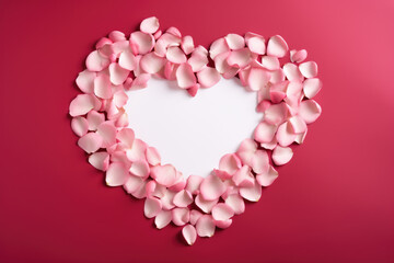 Obraz premium Heart-Shaped Pink Petal Arrangement, Generative AI