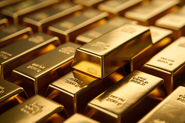 Stack of gold bars. Financial and investment concept background.