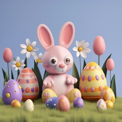 Fototapeta na wymiar Happy Easter day. Holiday Easter 3d design card