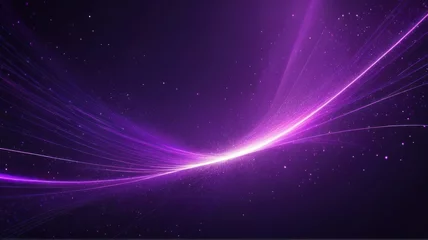 Foto op Canvas Abstract bright purple background pattern of flying lines of dots and glowing circles of futuristic digital energy magical bright particles, generative, AI © Oleks Stock