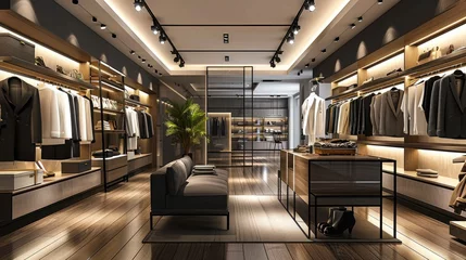 Fotobehang Modern interior of a luxury and fashionable clothing store © Олег Фадеев