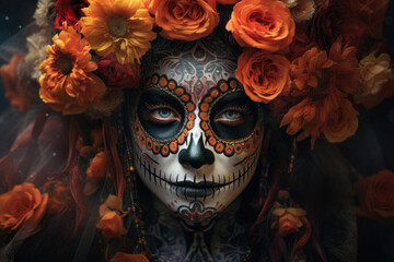 Catrina with dead make up and flower hat