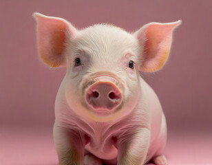 Pink Piglet Closeup: Cute Domestic Pig in a Rural Farm