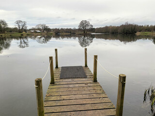 A view of Alderford Lake in Shropshire in the winter