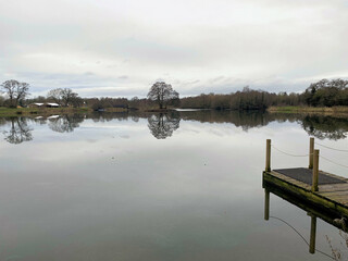 A view of Alderford Lake in Shropshire in the winter