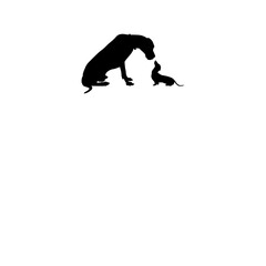Fototapeta na wymiar Vector silhouette of a dog on a white background.Collection of vector silhouettes of dogs, from small to big. Symbol of animal and pet. 