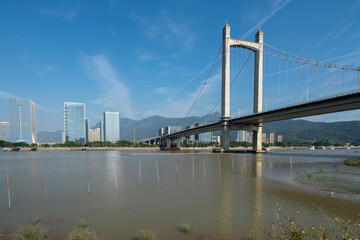 Huahai Park and Fuzhou Financial District Urban Skyline, Fujian, China