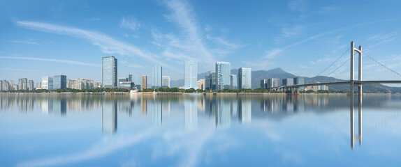 Huahai Park and Fuzhou Financial District Urban Skyline, Fujian, China