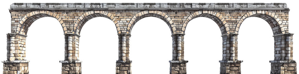 Roman Aqueduct, transparent background, isolated image, generative AI