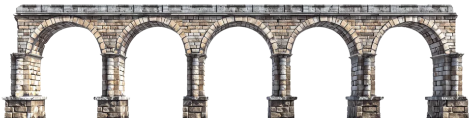 Tuinposter Roman Aqueduct, transparent background, isolated image, generative AI © Elmi