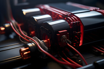 A battery and charging wires next to one another