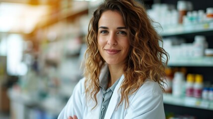 Confident Female Pharmacist in Pharmacy