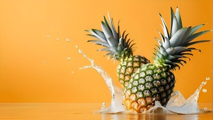 Generative ai. a pineapple with a splash of water on it, pineapple, pineapples, professional fruit...