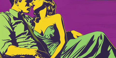 Fototapeta premium Vintage pop art illustration of a woman with a modern twist