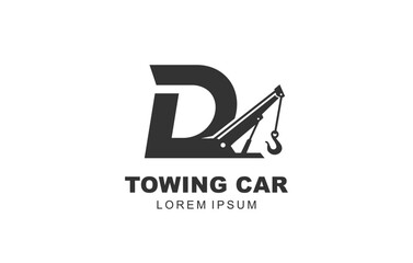 D Letter Towing Car logo template for symbol of business identity - obrazy, fototapety, plakaty