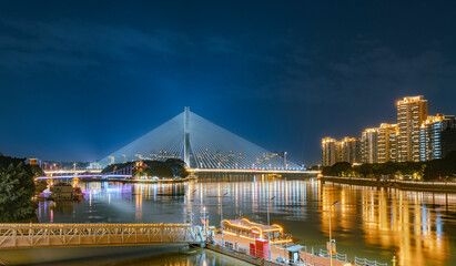 Fototapeta na wymiar Night, Beautiful Urban Landscape, Fuzhou, Fujian, China