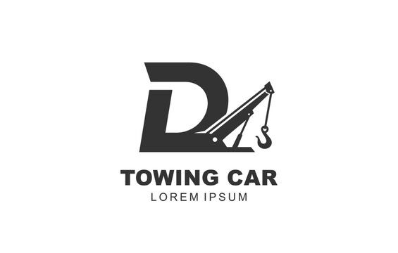 D Letter Towing Car logo template for symbol of business identity