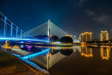 Obraz premium Night, Beautiful Urban Landscape, Fuzhou, Fujian, China