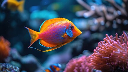 Naklejka na ściany i meble VIbrant tropical mesmerizing fish in ocean. AI generated image