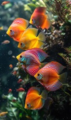 VIbrant tropical mesmerizing fish in aquarium. AI generated image