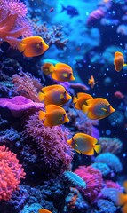 VIbrant tropical mesmerizing fish in aquarium. AI generated image