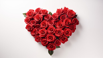 Red heart made of red Roses Isolated white background Ai Generated