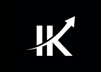 
simple minimal letter IK arrow logo