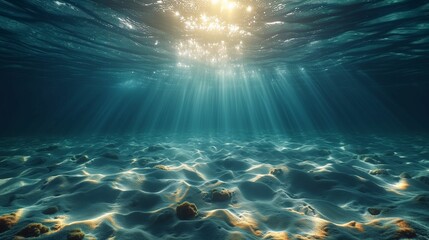 Aquatic Tranquility: High-Resolution Underwater Light Refraction with Soft Gradient, Calming Blues and Greens, Creating a Peaceful and Serene Aquatic Texture