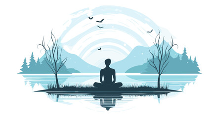 serenity and mindfulness within the brain in a vector art piece showcasing scenes of meditation focus and mental clarity .simple isolated line styled vector illustration