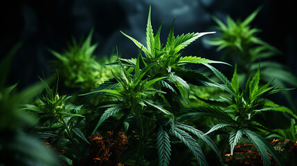 Marijuana leaves cannabis on a dark background