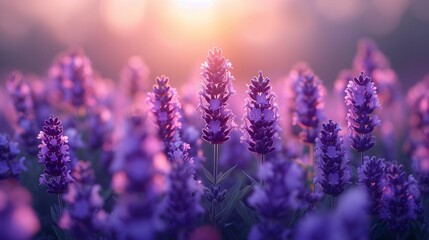 High-Resolution Floral Texture: Soft Gradient in a Lavender Field with Calming Purples and Greens