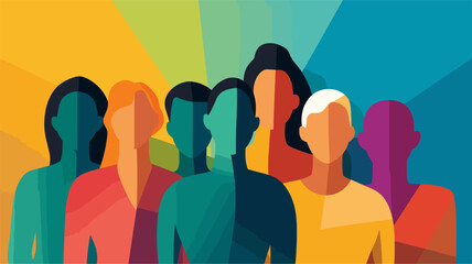 Convey the collaborative aspects of leadership in a vector scene featuring leaders working alongside team members fostering a sense of unity and encouraging collective efforts toward a common goal - obrazy, fototapety, plakaty