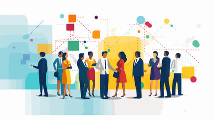 Convey the approachability and accessibility of leaders in a vector scene featuring leaders engaging with team members creating an open and approachable atmosphere .simple isolated line styled