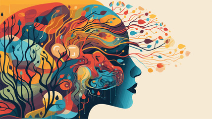 Convey the emotions and sentiments associated with the brain in a vector art piece showcasing abstract representations of feelings moods and emotional states .simple isolated line styled vector