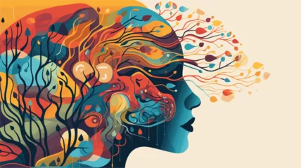 Plexiglas schilderij Abstracte kunst Convey the emotions and sentiments associated with the brain in a vector art piece showcasing abstract representations of feelings moods and emotional states .simple isolated line styled vector  © J.V.G. Ransika