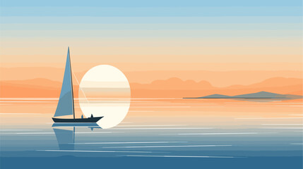 Explore the serenity of sailboats in a vector art piece showcasing scenes of sailing vessels gliding through calm waters harnessing the power of the wind for tranquil journeys .simple isolated line