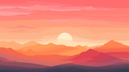 Explore the beauty of sunrise in a vector art piece showcasing scenes of the early morning sky painted with warm tones of orange pink and gold .simple isolated line styled vector illustration