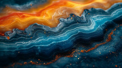 Marble Waves: Close-Up of Abstract Artistic Surface, Captured with a Medium Format Hasselblad for High Detail and Stunning Waves of Color and Texture. Ideal for Backgrounds and Artistic Concepts.