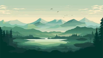 Foto op Canvas diverse landscapes and natural wonders of our world in a vector art piece showcasing scenes of majestic mountains tranquil oceans vast deserts and lush forests .simple isolated line styled vector © J.V.G. Ransika
