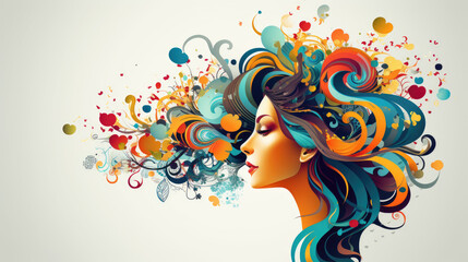 Creative concept abstract drawing woman illustration
