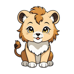 Fototapeta premium A Cute Baby Lion Illustration with Transparent Background